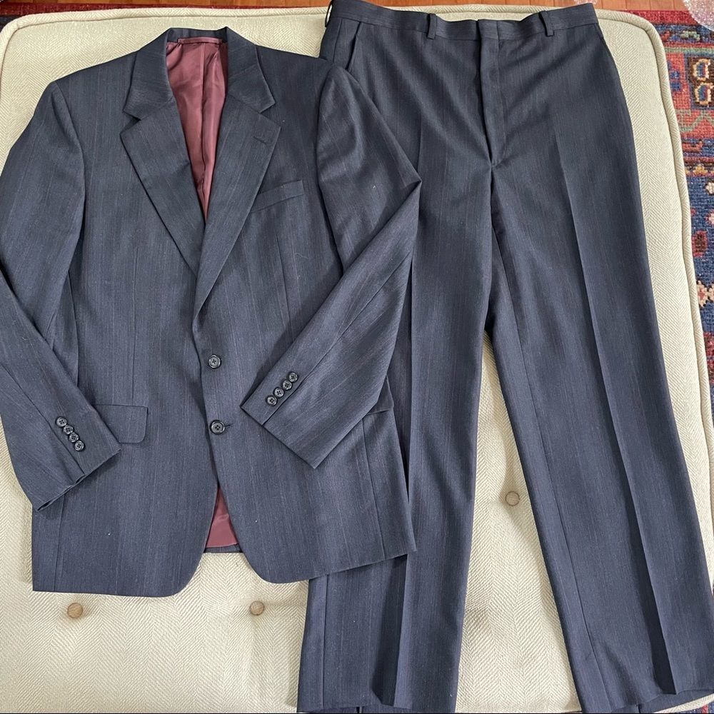 Vintage Hickey Freeman 2 Button Suit Flat Front Pants 41L